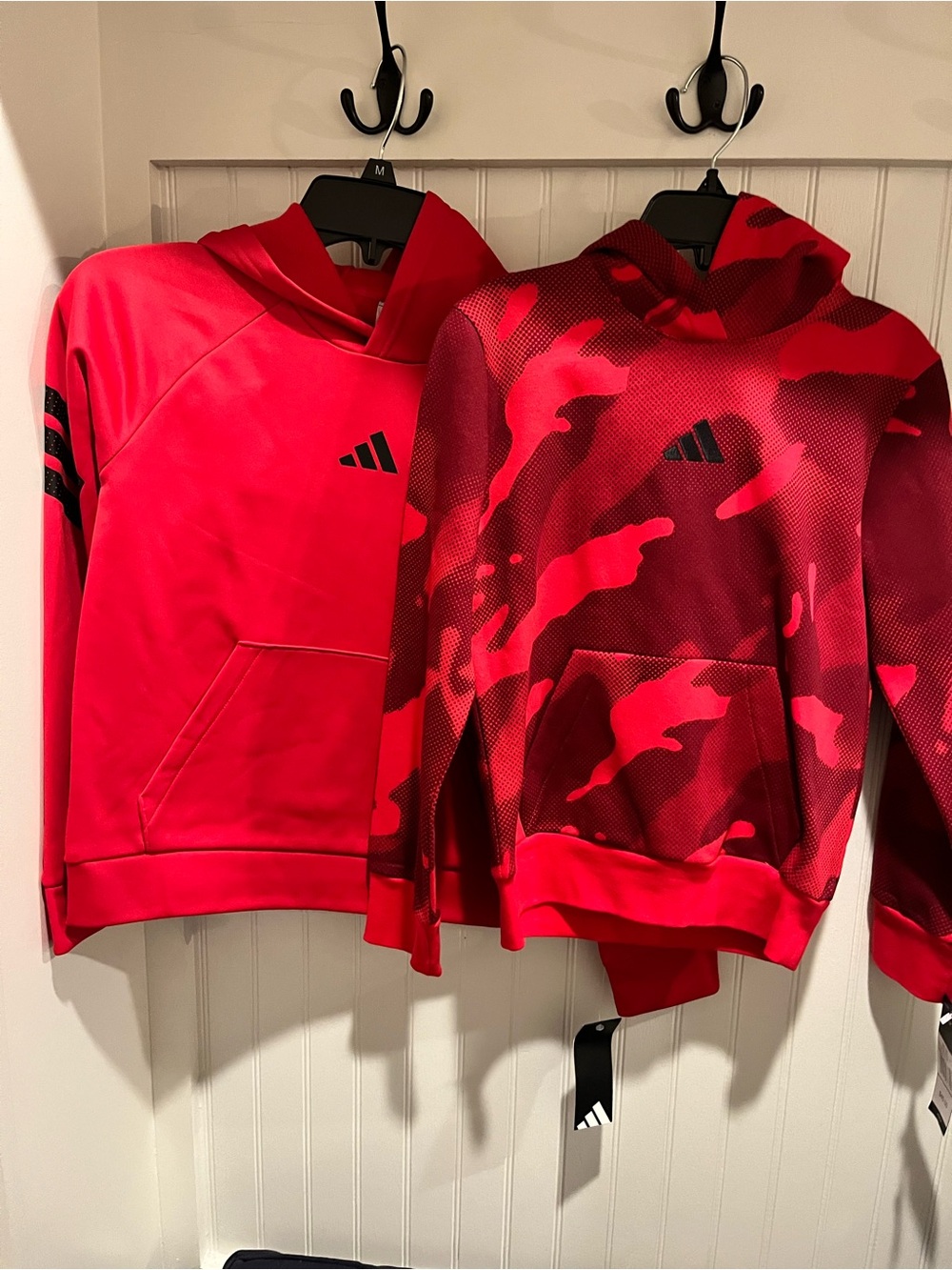 Adidas Kids' Red Hooded Pullover Sweatshirt lot of 2 Size 8 New! Hoodie